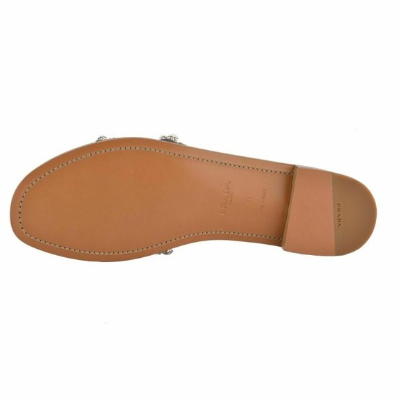Prada Women's Leather Crystal Decorated Flip Flop - Picture 7 of 8